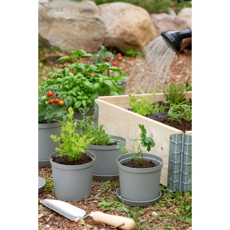 Vierkante bloempot Cultivate, diameter 30 cm, grijs